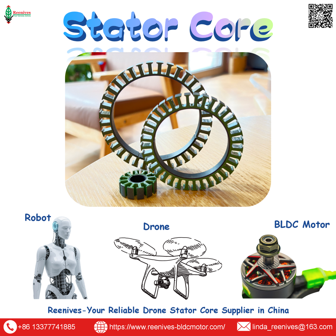 Precision inrunner motor stator cores for UAV, aerospace & industrial drives. 0.20mm epoxy-coated, up to 50kW, IP67. Free samples & global shipping.